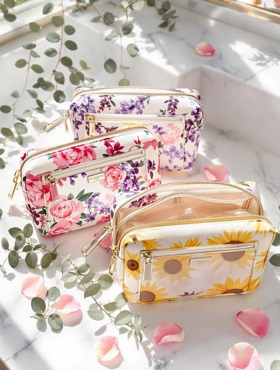 floral makeup pouches collection